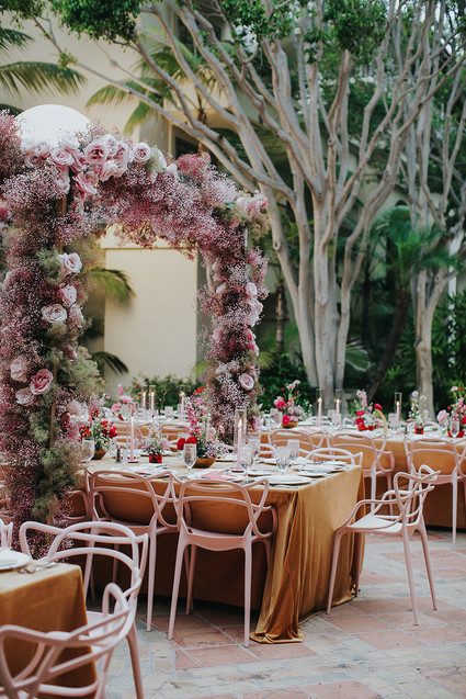 All pink wedding decor