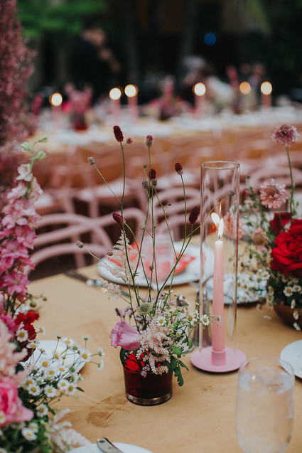 All pink wedding decor