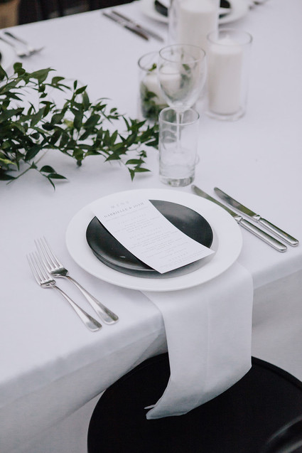 White, black and green wedding