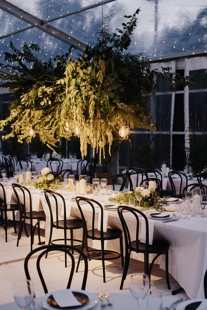 White, black and green wedding