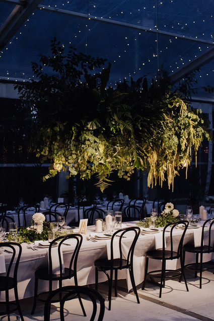 White, black and green wedding