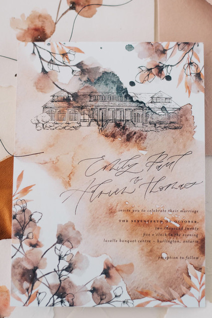 Fall watercolor wedding invitations