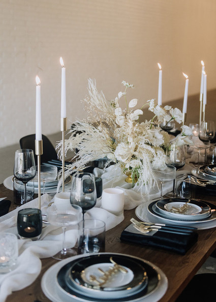 Industrial black and white tablescape