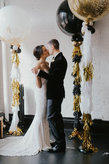 Black and gold new years eve wedding