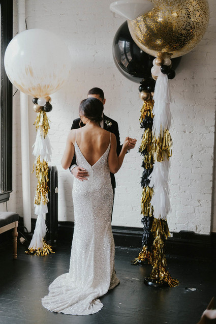 Black and gold new years eve wedding