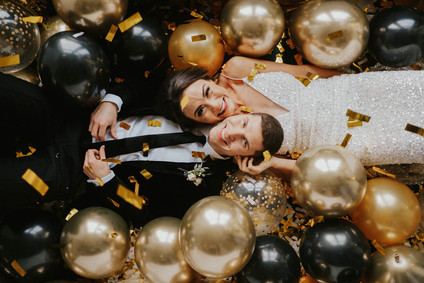 Black and gold new years eve wedding