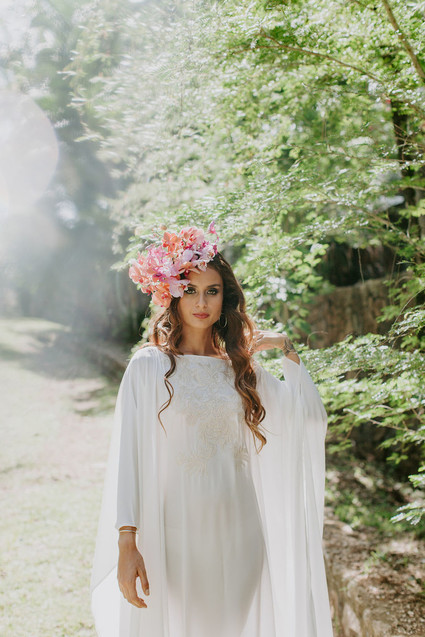Tropical bridal headpiece with orchids