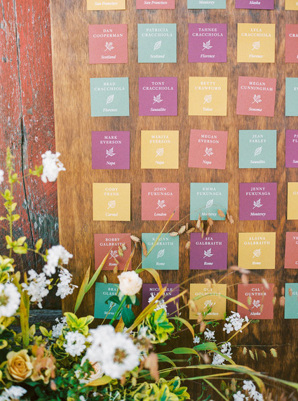 colorful seating chart idea