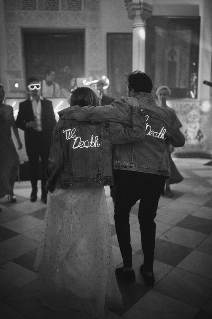 bride and groom jackets