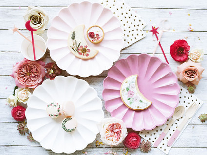 Moon themed floral sugar cookies
