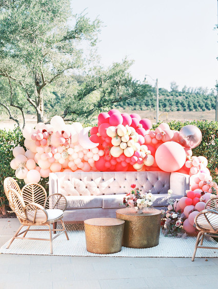 Pink balloon installation for party
