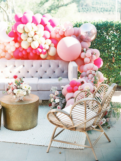Pink balloon installation for party