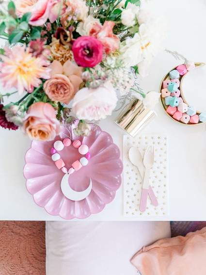Moon Child celestial floral first birthday party Inspiration