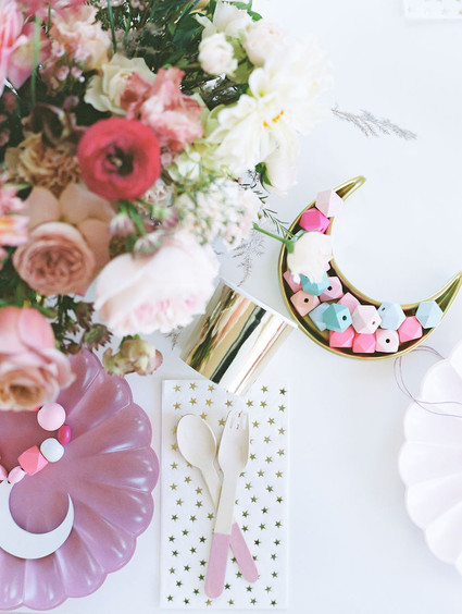 Moon Child celestial floral first birthday party