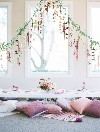 Hanging greenery and flowers