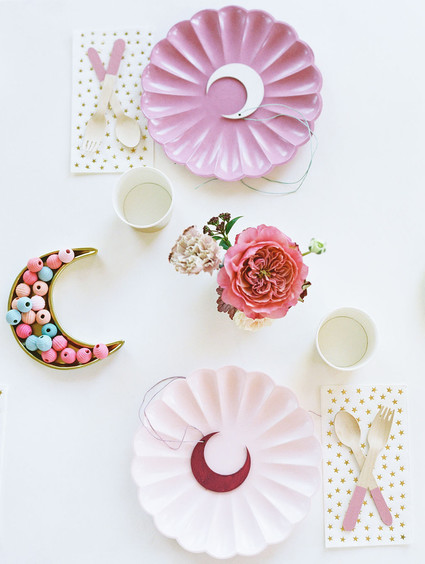 Moon Child celestial floral first birthday party