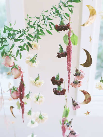 Moon Child celestial floral first birthday party