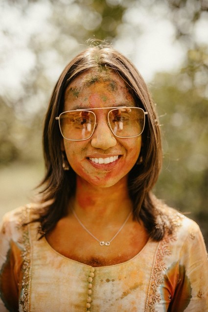 Colorful powder party at Indian wedding