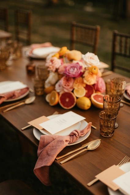 Coral and peach place settings