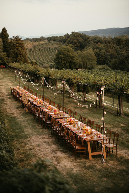 Long table at villa wedding