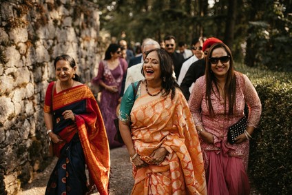 modern Indian wedding in a medieval castle