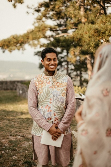 neutral Indian groom fashion