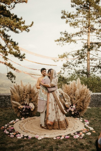 modern bohemian Indian wedding ceremony