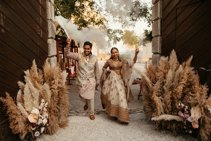 modern Indian wedding in a medieval castle