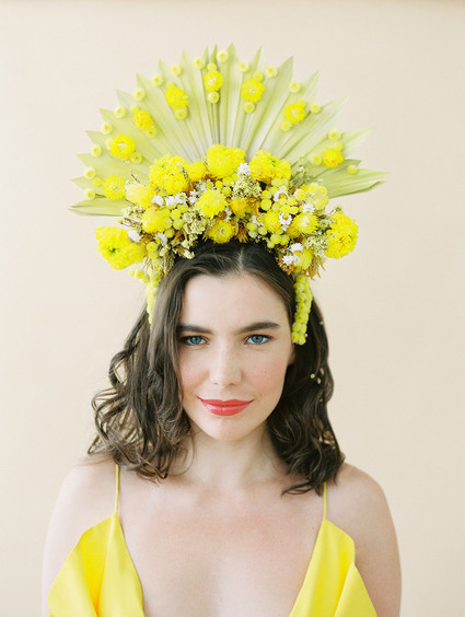 Dramatic floral bridal headpiece