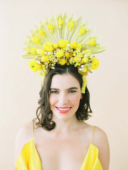 Dramatic floral bridal headpiece