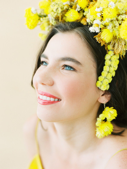 Dramatic floral bridal headpiece