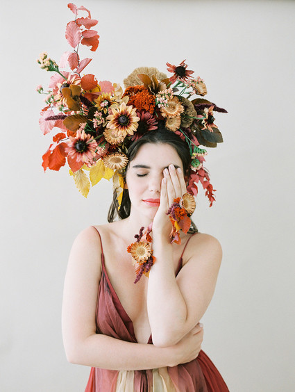 Dramatic floral bridal headpiece