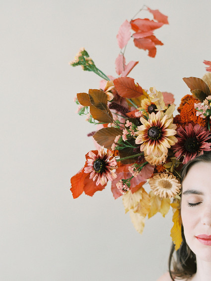 Dramatic floral bridal headpiece