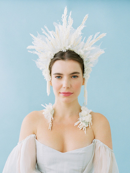 Dramatic floral bridal headpiece