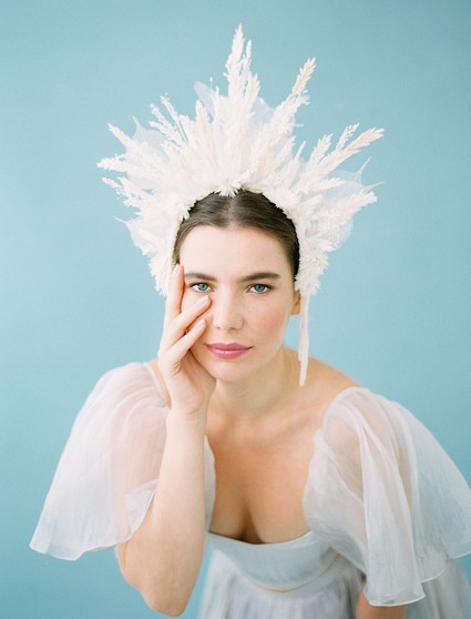 Dramatic floral bridal headpiece