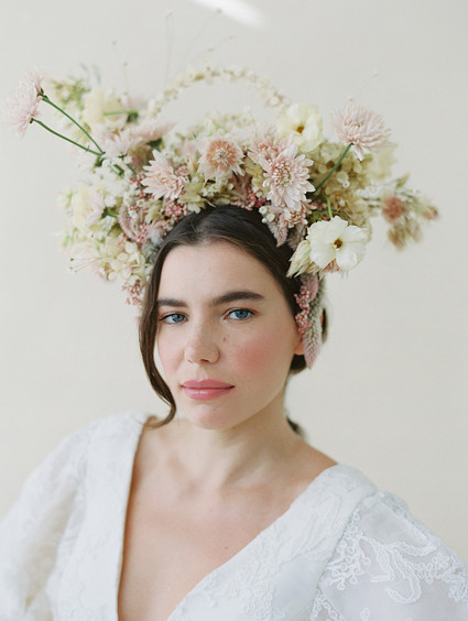 Dramatic floral bridal headpiece