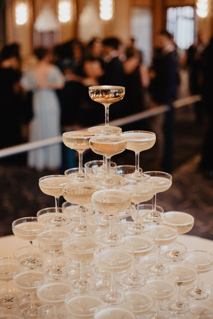 Champagne tower at wedding