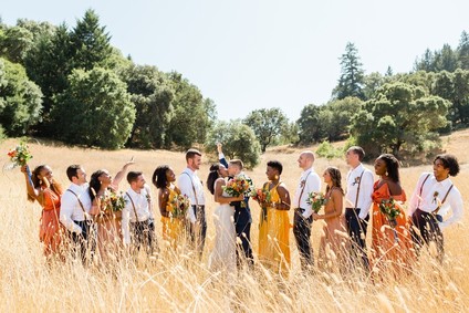 Bright, rustic orange + yellow Northern California ranch wedding