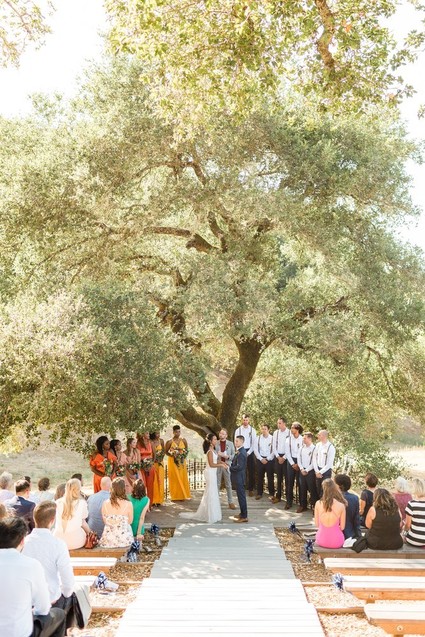 Bright, rustic orange + yellow Northern California ranch wedding