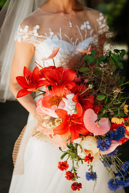bright red bridal bouquet