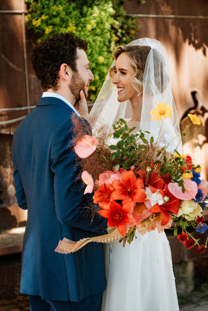 bright red bridal bouquet