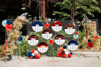 Colorful seating chart for wedding