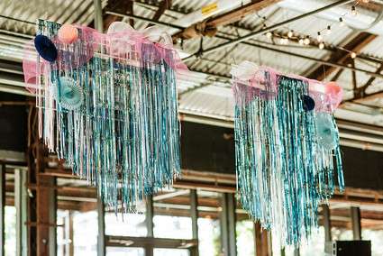DIY wedding fringe installation