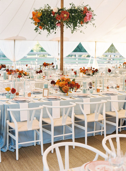 Red floral wedding tablescape