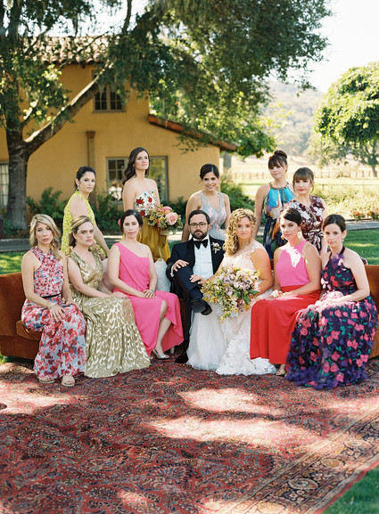 colorful formal wedding party