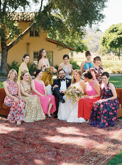 Colorful mixed prints bridesmaid dresses