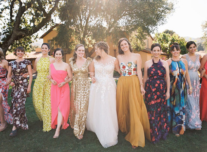 Colorful mixed prints bridesmaid dresses