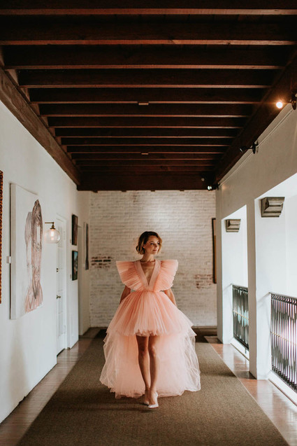 pink tulle wedding dress