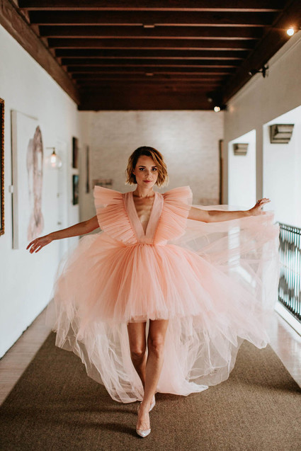 pink tulle wedding dress