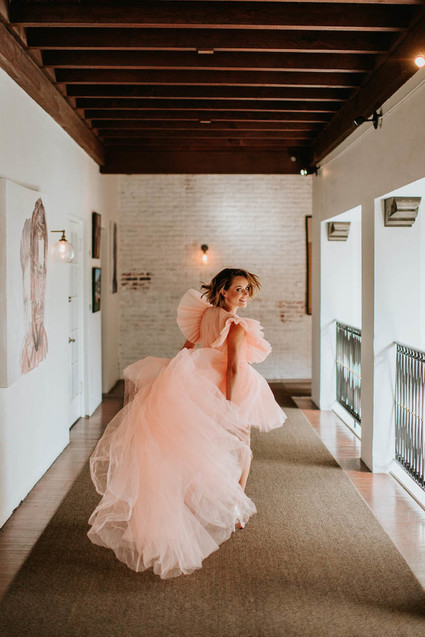 pink tulle wedding dress